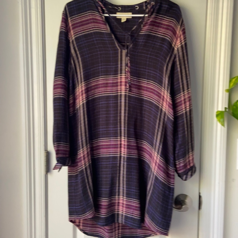 Cloth & Stone flannel tunic navy burgundy